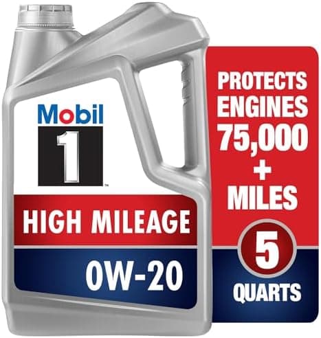 Mobil 1 High Mileage Full Synthetic Motor Oil 0W-20, 5 Quart