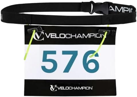VeloChampion Lightweight Running Belt Waist Pack for Men Women - Elasticated Stretch Fit Race Number Holder - No Pins - 3 Sizes…