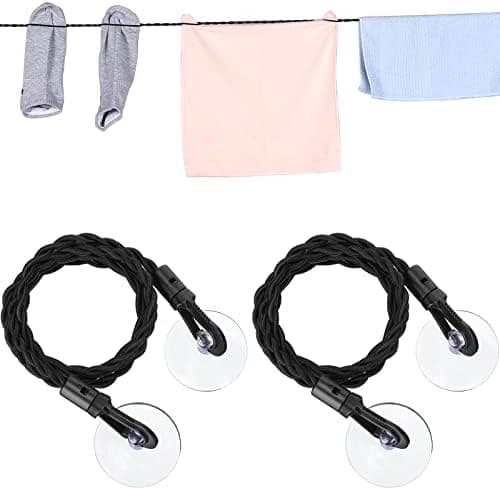 2 Pieces Travel Clothesline Portable Retractable Clothesline with Hooks and Suction Cups Camping Accessories…