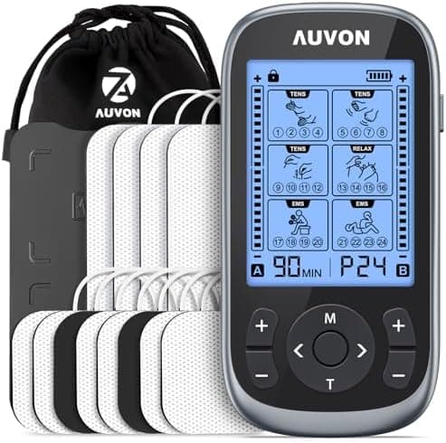 AUVON 3-in-1 TENS Unit Muscle Stimulator, EMS Massage Machine with 40 Intensities for Gradual Shoulder, Sciatica, Back Pain…