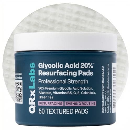 QRxLabs Glycolic Acid Pads - 20% Resurfacing Pads AHA for Face & Body - Exfoliates Skin Surface and Reduces Appearance of Fine…