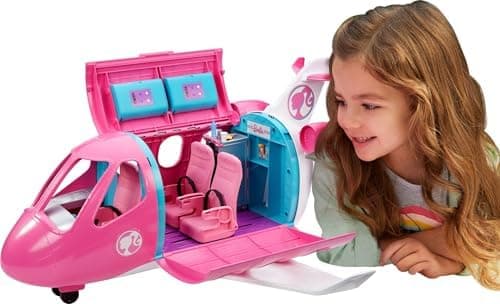 Barbie Dreamplane Transforming Playset with Reclining Seats and Working Overhead Compartments, Plus 15+ Pieces Including a Puppy…