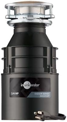 InSinkErator Badger 5XP Garbage Disposal with Power Cord, Badger Series 3/4 HP Continuous Feed Food Waste Disposer