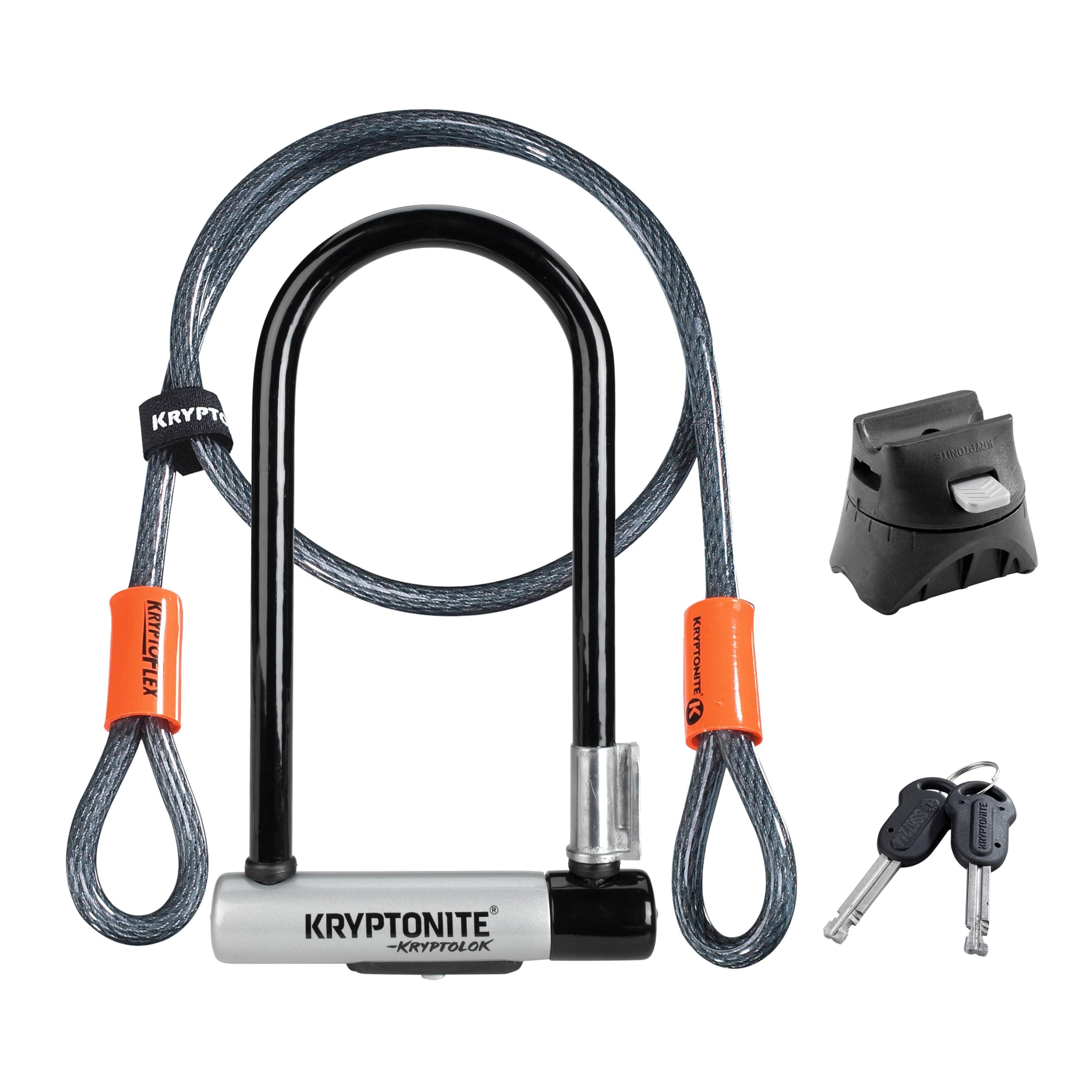Kryptonite Kryptolok Standard Bike U-Lock with Cable, Heavy Duty Anti-Theft Bicycle U Lock, 12.7mm Shackle and 10mm x 4ft Length…
