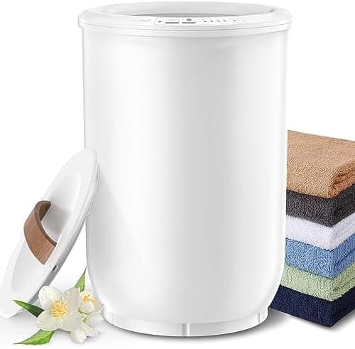 FLYHIT Large Towel Warmer for Bathroom - Heated Towel Warmers Bucket, Wood Handle, Auto Shut Off, Fits Up to Two 40"X70"…
