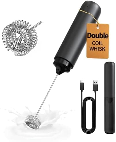 CIRCLE JOY Rechargeable Milk Frother Hanheld, Dual Coil Whisk Head Electric Coffee Frother, Portable Hand Frother Wand Drink…
