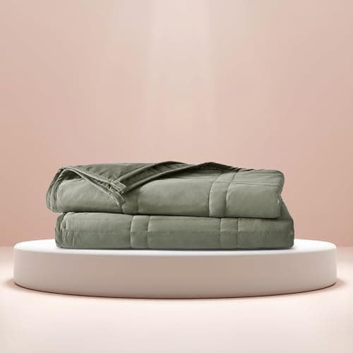 Baloo Weighted Blanket for Adults 20 lb King (Moss, 80"x87") | Cool & 100% Cotton | Machine Washable & Dryer Safe | Glass…