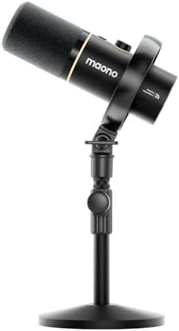 MAONO PD200W Hybrid Wireless Podcast Microphone for PC, Dynamic XLR USB Mic with Desktop Stand, Software, Noise Cancellation, for…