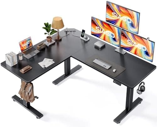 SIAGO L-Shaped Standing Desk - 63 x 55 Inch Adjustable Corner Standing Desk with Charging Station - L Shape Sit Stand Table with…