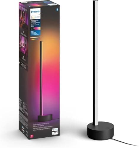 Philips Hue Signe Smart Table Lamp, Black, 1 Pack, White & Color Ambiance LED Color-Changing Light, Control…