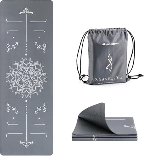 Avoalre Yoga Mat Foldable - Textured Non Slip Exercise Mat -Travel Lightweight Hot Yoga Mat with Carry Bag for Pilates & Home…