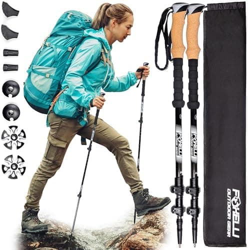 Foxelli Carbon Fiber Trekking Poles – Lightweight Collapsible Hiking…