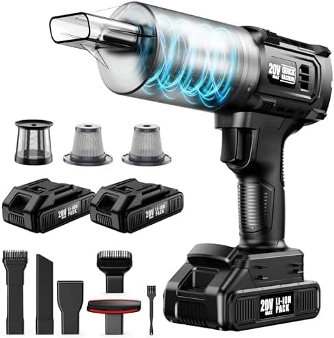 Car Vacuum Cordless, 35000PA Strong Suction Handheld Vacuum with 2 Detachable Batteries, 60Min Runtime…