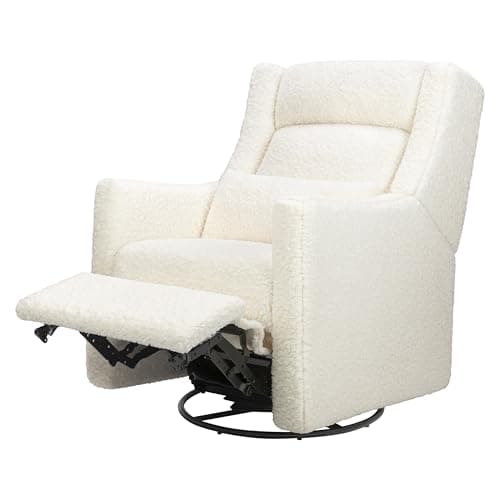 babyletto Kiwi Plus Power Recliner and Swivel Glider with Power Headrest and USB Port in Cream Shearling, Greenguard Gold and…