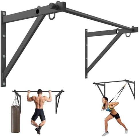 Jusgym Wall Mounted Pull Up Bar, 51"/45" Chin Up Bar with 500LBS Capacity, Strength Training Pull-Up Bars…