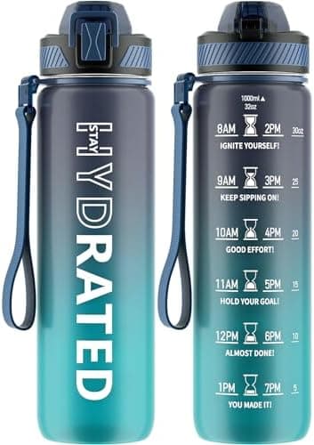 QLUR Water Bottle with Straw, 32oz Motivational Water Bottles with Time Marker to Drink, Tritan BPA Free, 1L Sports Water Bottle…