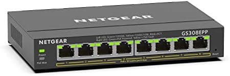 NETGEAR 8 Port PoE Gigabit Ethernet Easy Smart Managed Essentials Switch (GS308EPP) - with 8 x PoE+ @ 123W…