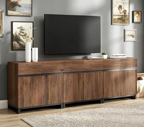 WAMPAT Modern TV Stand for TVs Up to 100 Inch, 3-in-1 Wood Entertainment Center with Adjustable Shelves & Protective Foot Pads…
