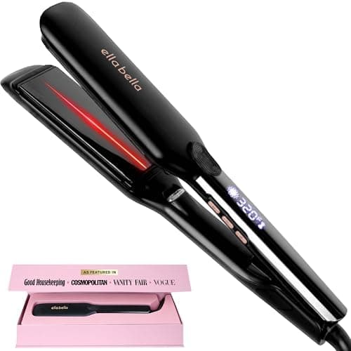 ELLA BELLA® Titanium Flat Iron Hair Straightener (with Infrared) • Professional Straightening Iron • Digital…