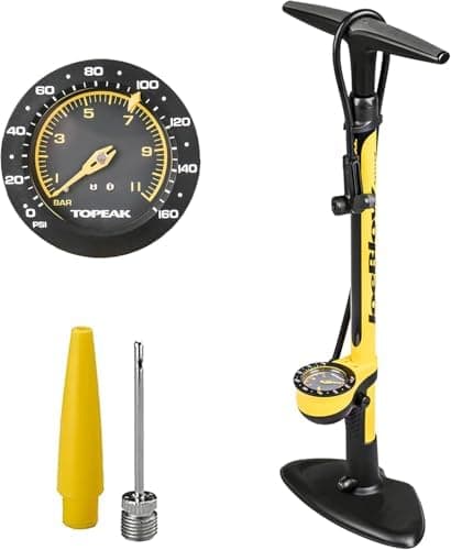 Topeak JoeBlow Sport III High-Pressure Bike Floor Pump – 160 PSI, Durable Steel Barrel, 3” Analog…
