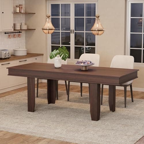 GarveeHome 63 in-86.6 in Extendable Dining Room Table for 6-10, Farmhouse Kitchen Tables w/Wooden Sturdy Frame, Large Rectangular…