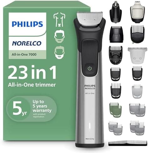 Norelco Philips All-in-One Series 7000 23-Piece Trimmer - Electric Shaver and Clipper for Face, Beard, Head &…