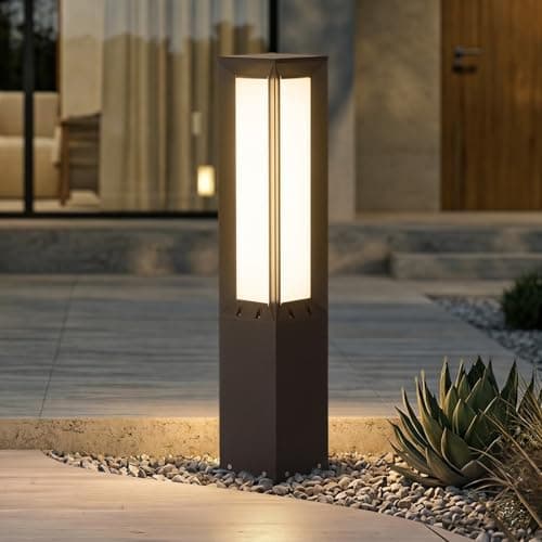 Solar Landscape Path Light, 32 Inches Modern Outdoor Bollard Lighting, Aluminum 3W 350LM Luxury LED Lights for Lawn, Patio…