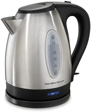 Hamilton Beach Electric Tea Kettle, Water Boiler & Heater, 1.7 Liter, Cordless Serving, 1500 Watts for Fast Boiling, Auto-Shutoff…