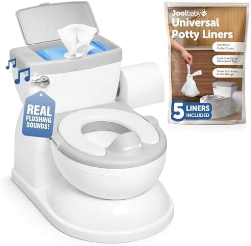 Jool Baby Real Feel 2-in-1 Potty with Wipes Storage, Flushing Sounds & Disposable Liners - Realistic Toilet - Easy to Clean &…