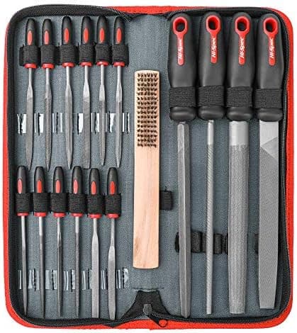 Hi-Spec 17 Piece Metal Hand & Needle File Tool Kit Set. Large & Small Mini T12 Carbon Steel Flat, Half-Round, Round & Triangle…