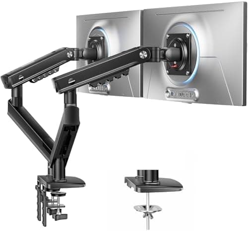 HUANUO FlowLift Pro Dual Monitor Mount for 13–32" Screens, MechaSpring Monitor Stand, Adjustable Monitor Arms for 2 Monitors with…