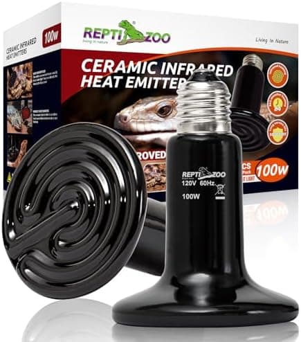 REPTI ZOO 100W Reptile Heat Lamp 2Pack Ceramic Heat Emitter Night…