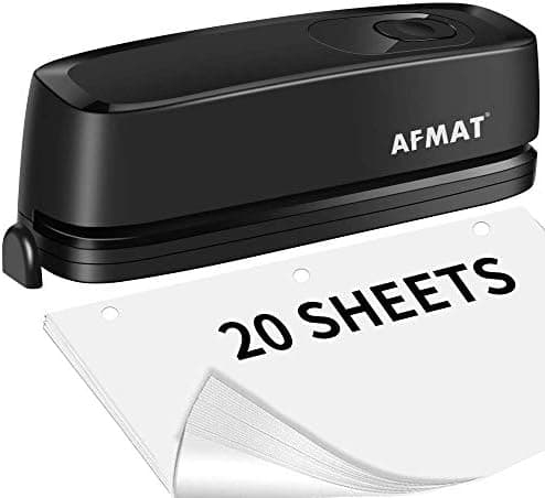 AFMAT Electric 3 Hole Punch, 20-Sheet 3 Hole Puncher for Binder, Effortless Punching, 9/32" Hole Diameter, Paper Hole Puncher 3…