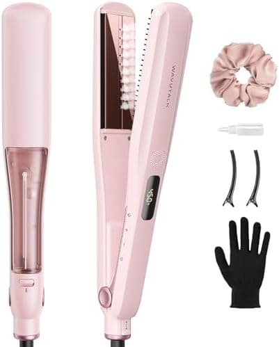 Wavytalk Steam Hair Straightener, Steam Sesh, Steam Reduces Damage, Nourishes Hair & Expedites Straightening, 1.38'' Nano…