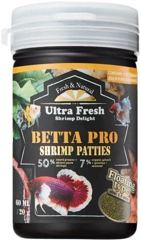 Ultra Fresh Betta Fish Food, Betta Pro Shrimp Patties, 50% Sword Prawns + Akiami Paste Shrimps, All Natural Protein, Rich in…