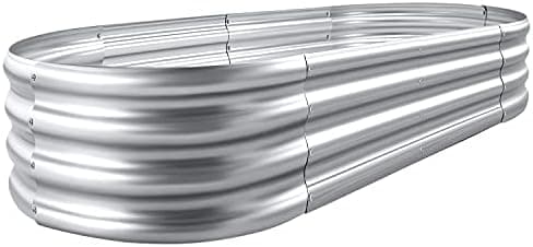 Land Guard Galvanized Raised Garden Bed Kit, Galvanized Planter Garden Boxes Outdoor, Oval Large Metal Raised Garden Beds for…