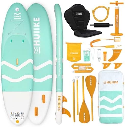 HUIIKE Inflatable Paddle Board for Adults with Accessories Included, Oar, Fins, Pump. Stand Up Paddleboard Great Stability and…