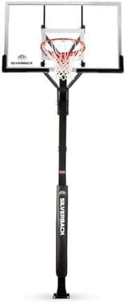 Silverback Height Adjustable In-Ground Basketball Hoop with Tempered Glass Backboard, Pro-Style…