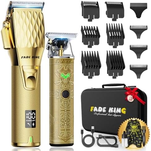 FADEKING® Professional Hair Clippers for Men, Cordless Barber Clippers & Beard Trimmer Set – Precision Hair…
