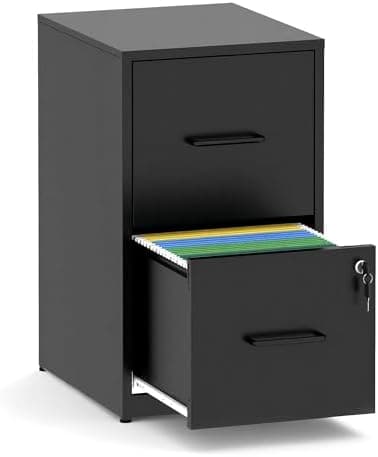 2 Drawer File Cabinet with Lock,Metal Vertical Filing Cabinets for Home Office,Heavy Duty File Storage Cabinet for…