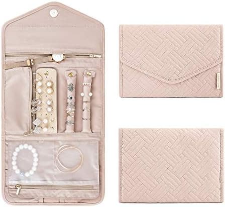 BAGSMART BAGSMART Travel Jewelry Organizer Roll Foldable Jewelry Case…
