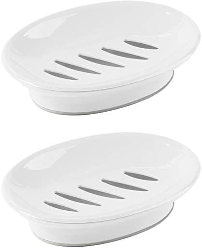 WYOK 2-Pack Soap Dish with Drain Plastic Sponge Holder Easy Cleaning Soap Saver Tray Caddy Keep Dry Stop Mushy for Shower…