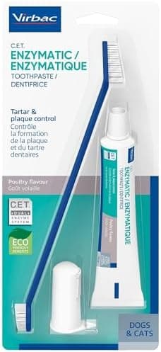Virbac C.E.T.® Oral Hygiene Kit for Dogs | Poultry-flavor Toothpaste | Fingerbrush and Pet…