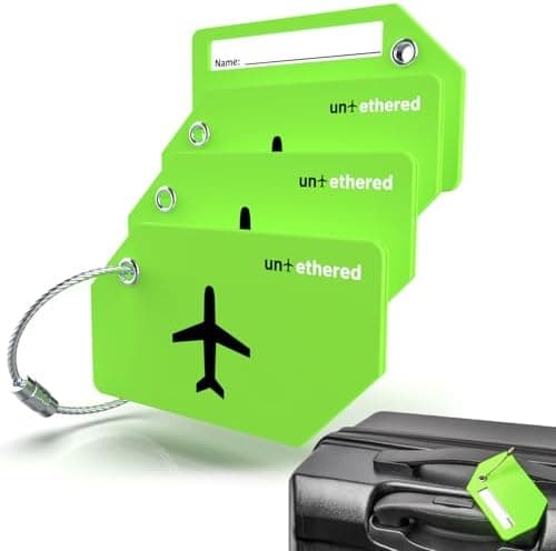 Untethered Untethered 4-Pack Luggage Tag Set | Durable Luggage Tags for Suitcases & Travel Bags | Bag Tag &…