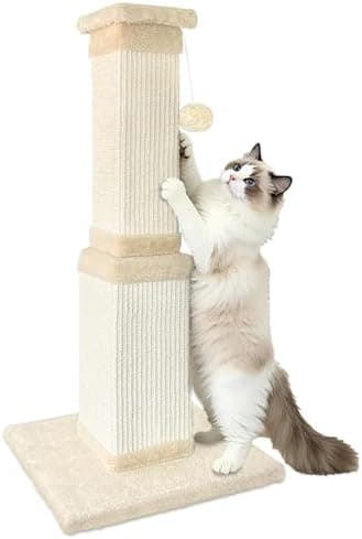 Cat Scratching Post for Large Cats, Cat Scratcher for Indoor Cats Adults, Sturdy Sisal Scratch Post to Protect Furniture, 32…