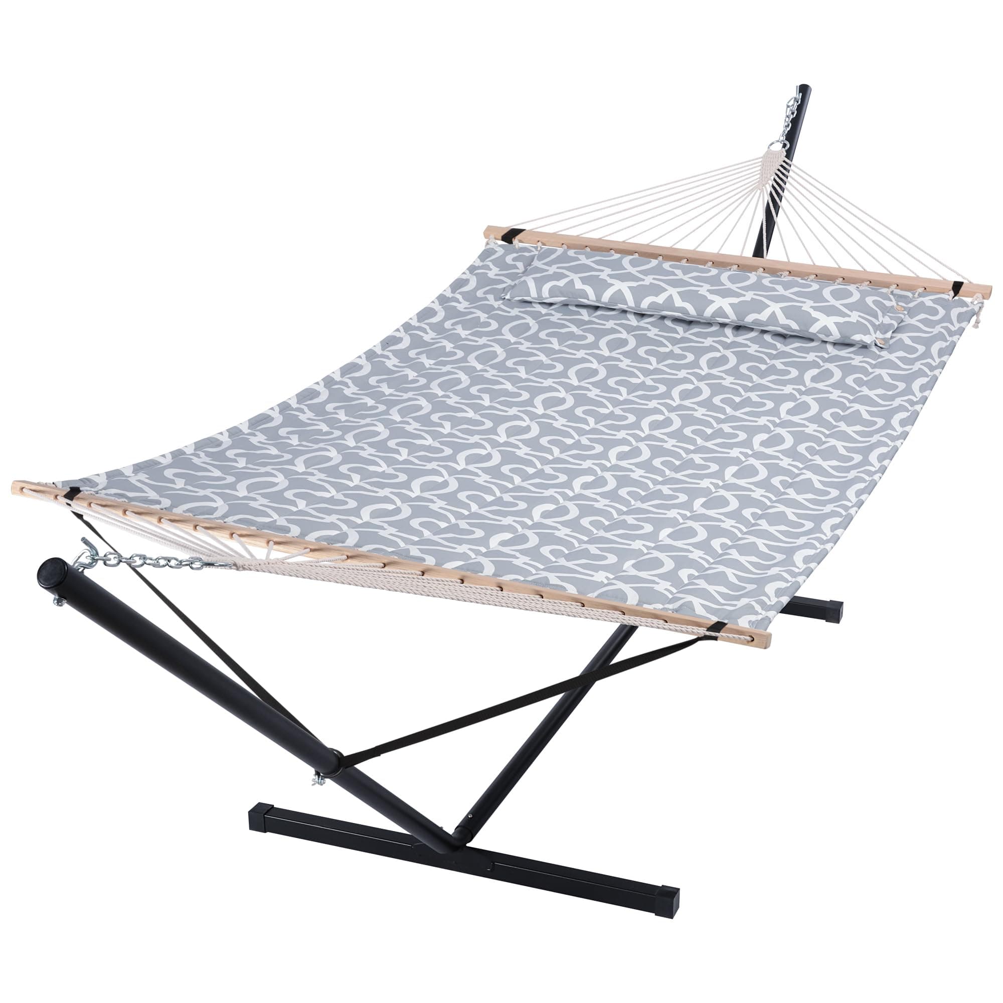 SUNCREAT 55 Inch Extra Large Double Hammock with Stand, 475lbs Capacity, Outdoor Portable Hammock with Hardwood Spreader Bar…