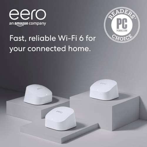 Amazon eero 6 mesh wifi system - Supports internet plans up to 500 Mbps, Coverage up to 4,500 sq. ft…