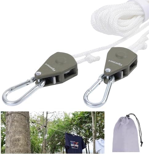 Vigorport Retractable Travel Clothesline, Portable Clothes Line Heavy Duty Rope Pully System with Carabiner for Outdoor Camping…
