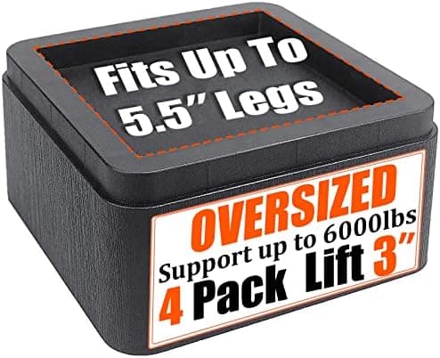 MYMULIKE Bed Risers 3 Inch, Oversized Fit Up to 5.5" Legs, Heavy Duty Support 6000lbs, Stackable Bed Raising Blocks Furniture…