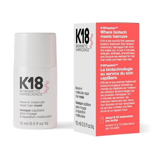 K18 Leave-In Molecular Repair Hair Mask, Patented, Lasting Repair For Dry, Frizzy, Damaged Hair, Reverse Damage In 4 Minutes From…